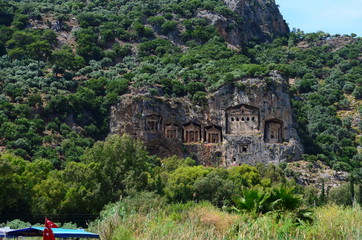 Lycian rock tombs on the Dalyan River in Turkey