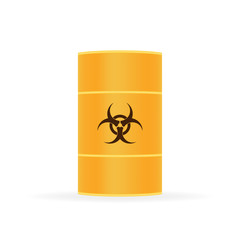 Barrels of biohazard waste, Radioactive waste on white background. Vector stock illustration.