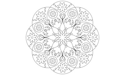 Flower black and white vector mandala