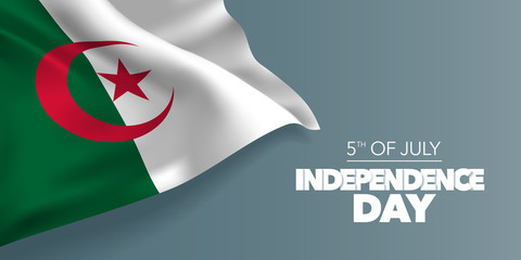 Algeria happy independence day greeting card, banner with template text vector illustration