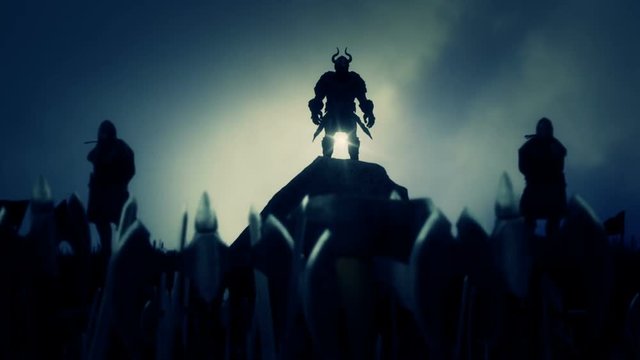 Viking Army Cheering their Leader
