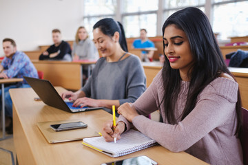 Multinational group of students in an auditorium