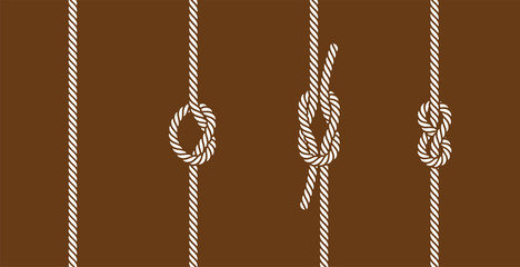 Rope knots borders line set design element different types. vector illustration of knot border © Jan