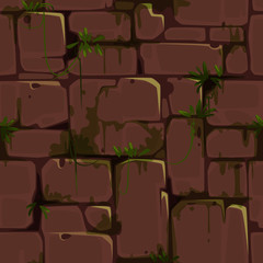 Red brick wall seamless texture for jungle theme vector