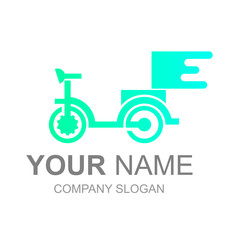 fast delivery logo with motorcycle service, scooter icon