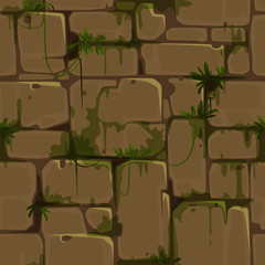 Yellow brick wall seamless texture for jungle theme vector