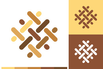 Vector Logo, Icon or Sign with Flooring, Parquet, Laminate, Lumber, Carpentry, Hardwood Elements in Natural Colors for Business, Company Brand Design or Shop Labels.