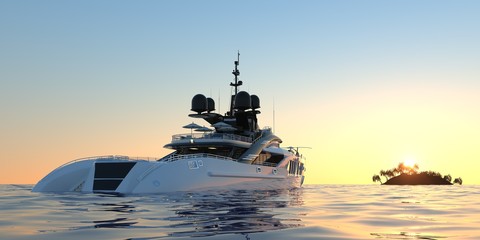 Extremely detailed and realistic high resolution photorealistic 3d illustration of a luxury super Yacht