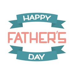 Card template for Father's Day with blue ribbons isolated on white background. Father’s Day concept lettering sign. Holiday design sigh for greeting card, invitation, poster, banner