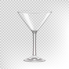 Empty glass for alcoholic beverages, transparent glass.