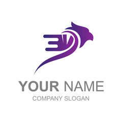 eagle logo with simple design illustration, letter v logo and bird icon