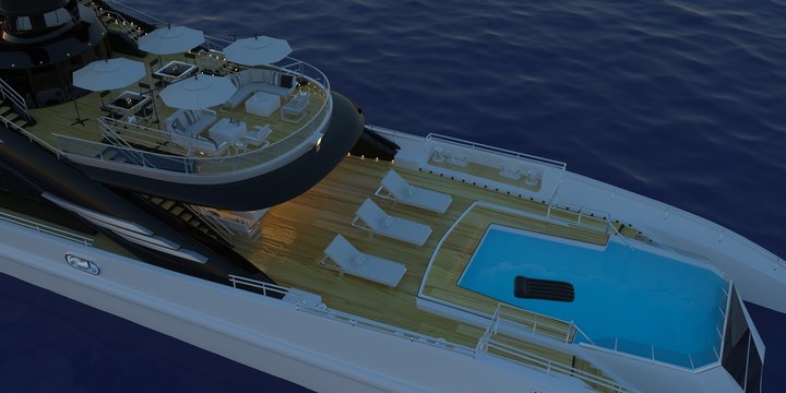 Extremely detailed and realistic high resolution photorealistic 3d illustration of a luxury super Yacht