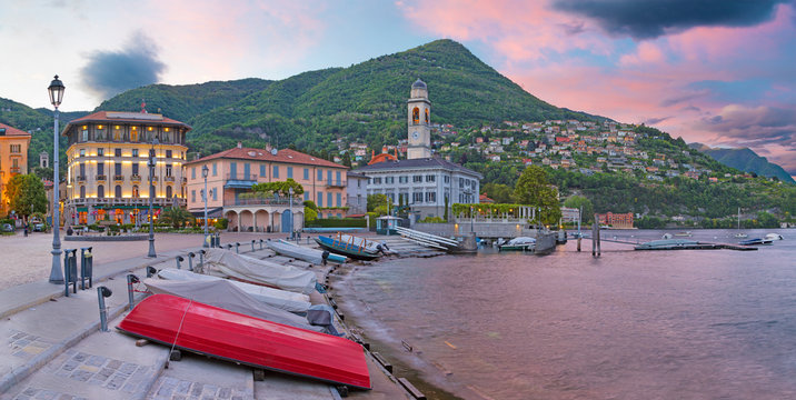 Cernobbio - The little town at Como lake  at dusk.