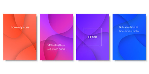 Set of Colorful Templates with 3D Effect. Abstract Fluid Design Backgrounds. EPS10 Vector. 