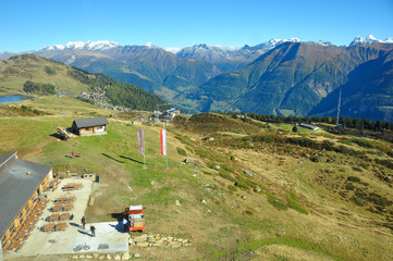 Fototapeta na wymiar Swiss alps mountain view from Riederalp/Moosfluh in canton Wallis