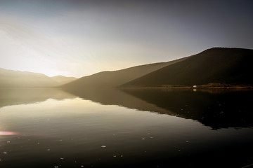 Prespes lake on a beautiful morning, Macedonia, Greece