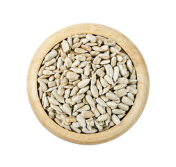 Peeled Sunflower seeds isolated on white.