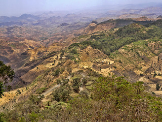 Fototapeta na wymiar The beauty of a mountainous landscape in northern Ethiopia