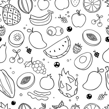 Fruit hand drawn seamless pattern background