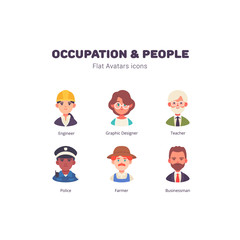 Occupation and people avatar flat icons