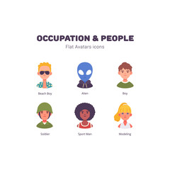 Occupation and people avatar flat icons