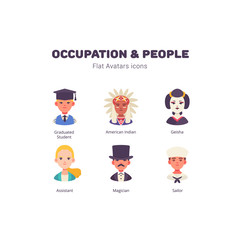 Occupation and people avatar flat icons