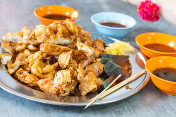 Serving of lobak, popular deep fried delicacy in Penang, Malaysia