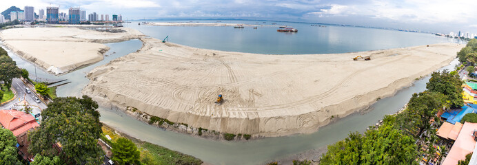 Panoramic view of Penang's Gurney Drive sea reclamation