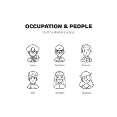 Occupation and people avatar outline icons