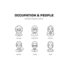 Occupation and people avatar outline icons