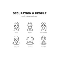 Occupation and people avatar outline icons