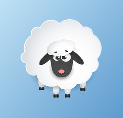 Sheep paper art - vector Icon. Arstract illutration.