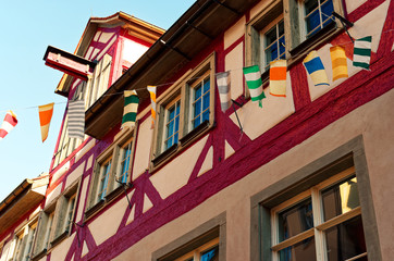 Obraz premium Old mill with half-timbered house next to a city wall on Lake Constance