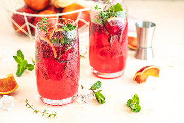 Cocktail bloody orange margarita in highball glass