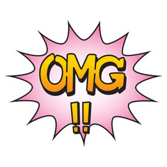 OMG typography comics style, vector