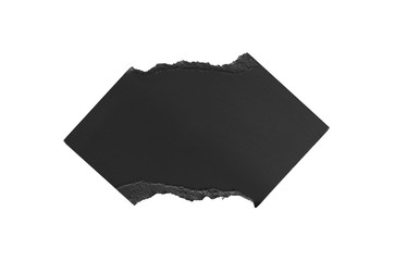 Ripped black paper on white background, space for advertising copy