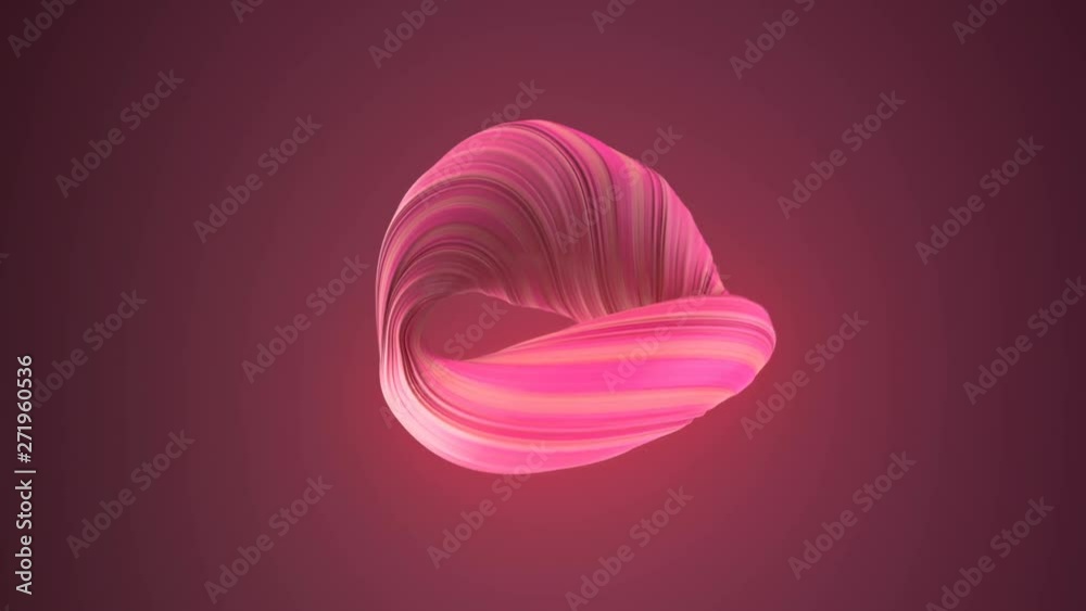 Poster Pink colored twisted shape motion graphics background. Computer generated abstract geometric 3D render loop animation. 4K, Ultra HD resolution.