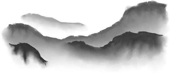 Obraz na płótnie Canvas Imitation japan traditional sumi-e painting with mountain landscape.