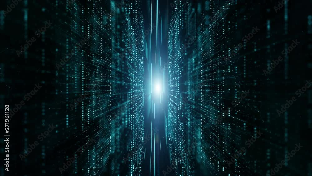 Poster digital cyberspace futuristic, digital data matrix flowing and lighting, 5g high-speed connection da