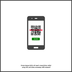 Qr code scan phone vector icon on white isolated background. Layers grouped for easy editing illustration. For your design.