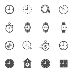 time clock flat icons isolated on white background. time clock vector icon set for web and ui design. time is money business concept