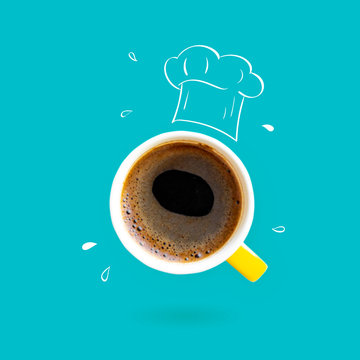 Chef hat with coffee cup concept