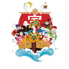 2020年　年賀状　宝船　子年　イラスト　年賀2020　