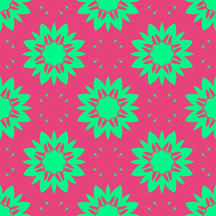 Fototapeta na wymiar Pink and green floral beauty flat pattern