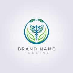 Design a logo with a combination of circles, leaves and health symbols for your business or brand