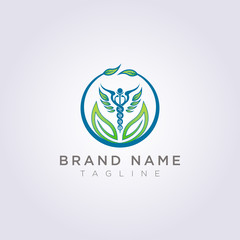 Design a logo with a combination of circles, leaves and health symbols for your business or brand