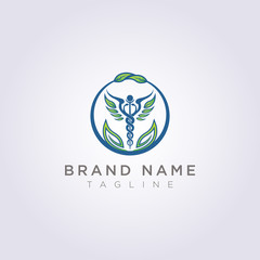Design a logo with a combination of circles, leaves and health symbols for your business or brand