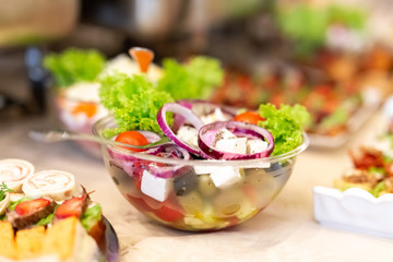 Fresh vegetable salad close up.