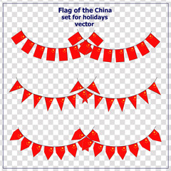 Obraz premium Bright set with flags China for holidays. Vector illustration with transparent background.