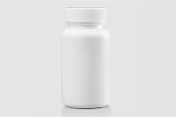 White medical container on white background